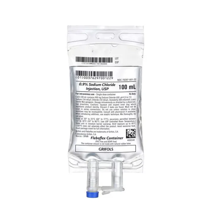 0.9% Sodium Chloride Injection, USP, 100 mL Fleboflex IV container