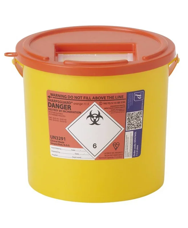 11.5 Litre Sharpsguard Orange Sharps Bin