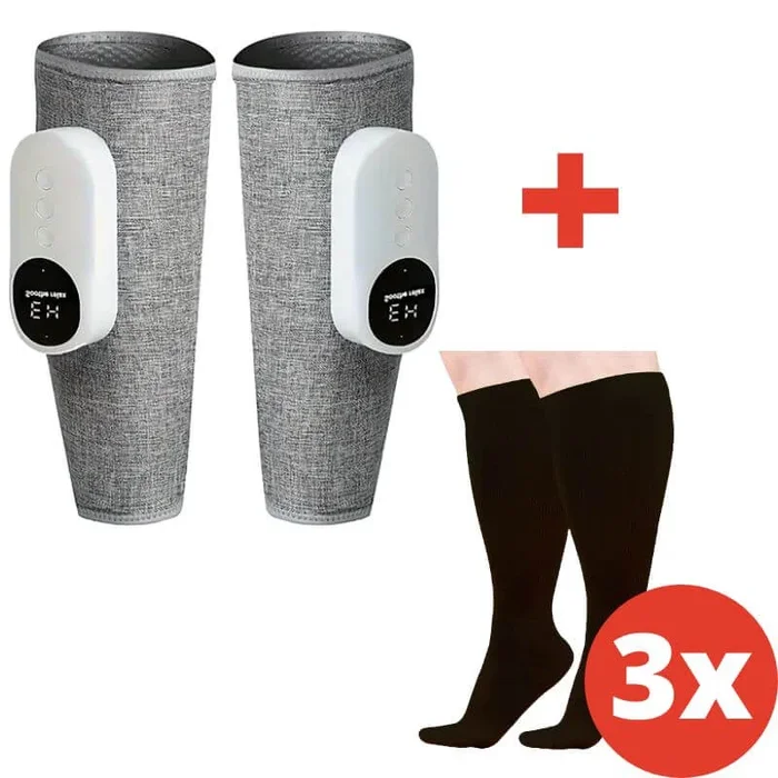 1x Pair Nooro™ 3-in-1 Leg Massager + 3 Pairs Extra Wide Compression Socks (flv)