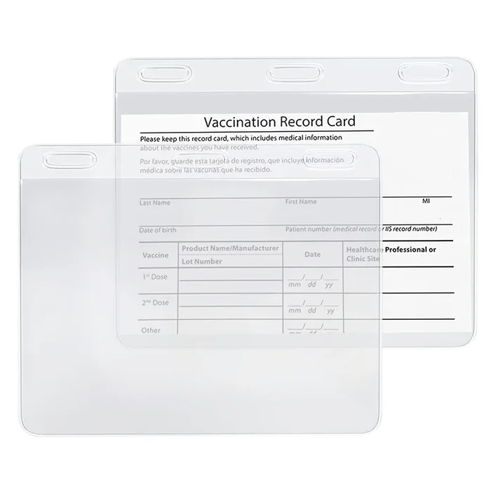 25 Pack Vaccine Card Holder, CDC Vaccination Card Protector, 4 X 3 Inches Immunization Vaccinate Record Cards Plastic Holder, Transparent ID Card Holders for Badge Record ID Name Tag, Made in USA