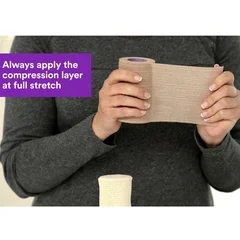 3M 2 Layer Compression Bandage System Coban™ 2-9/10 Yard X 4 Inch / 4 Inch X 5-1/10 Yard 35 to 40 mmHg Self-adherent / Pull On Closure Tan / White NonSterile, 1KT/BX, 8BX/CS - Image 2