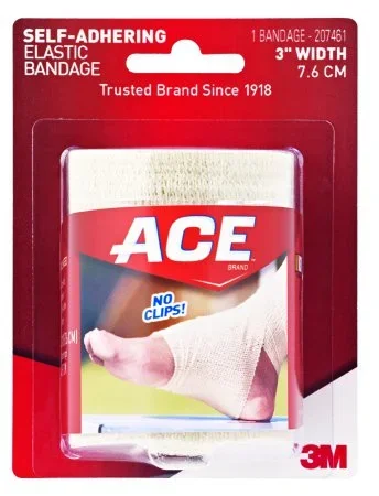 3M ACE Elastic Bandage 3 Inch Width Standard Compression Self-adherent Closure Tan NonSterile – 207461