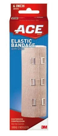 3M ACE Elastic Bandage 6 Inch X 4-1/2 Foot Standard Compression Clip Detached Closure Tan NonSterile – 207315
