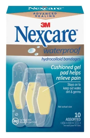 3M Nexcare Waterproof Adhesive Strip 1 X 2-1/5 Inch / 1-1/5 X 2-2/5 Inch / 1 X 2 – 7/10 Inch Film / Hydrocolloid Rectangle Clear – AWB-10