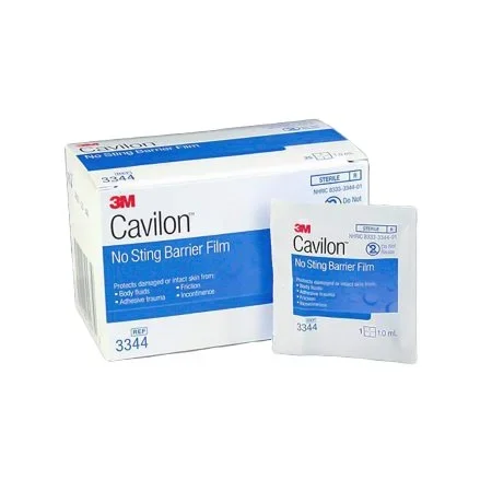 3M Skin Barrier Wipe Cavilon No Sting 35 To 65% Strength Hexamethyldisiloxane / Isooctane / Acrylate Terpolymer / Polyphenylmethylsiloxane Individual Packet Sterile – 3344