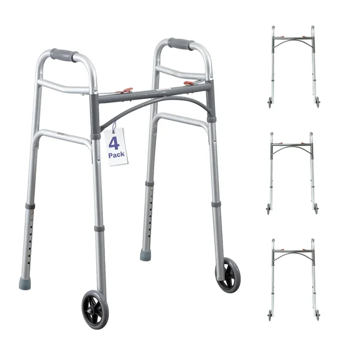 4 Two Button Folding Junior Walker with Wheels