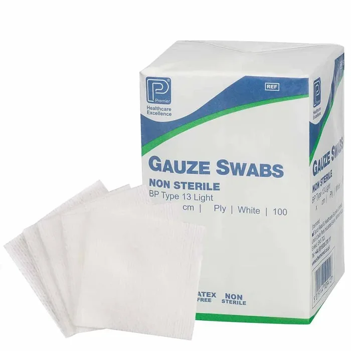 5cm x 5cm Non Sterile 12 Ply Gauze Swabs White Pack of 100