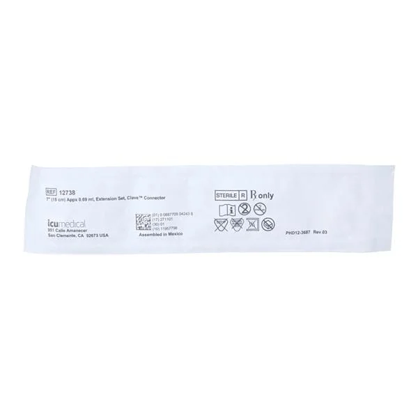 7″ (18 Cm) Appx 0.69 Ml, Extension Set, Clave Connector, 50/Cs