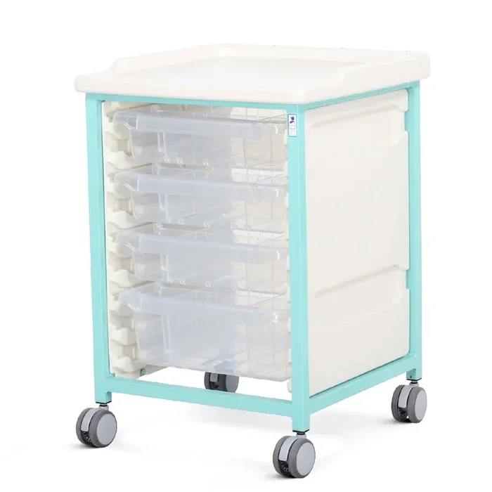 75cm Tray Trolley Single Column Mild Steel Low Level
