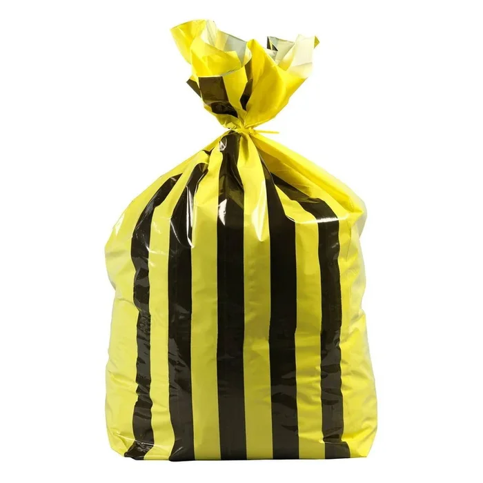 90L Large Double Sided Print Tiger Stripe Polythene Offensive Waste Bags 25mu – 1 Roll of 25