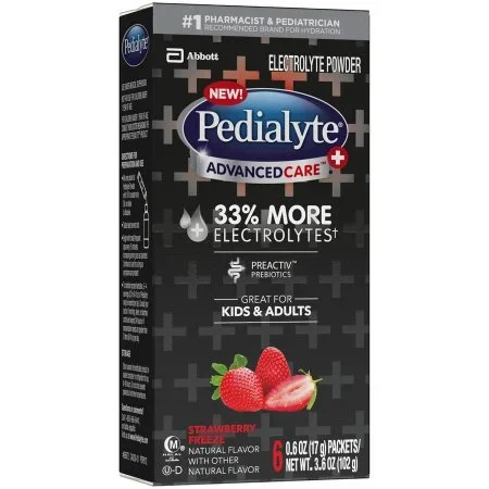 Abbott Nutrition Pedialyte AdvancedCare Plus Pediatric Oral Electrolyte Solution Strawberry Freeze Flavor 17 Gram Individual Packet Powder – 66972