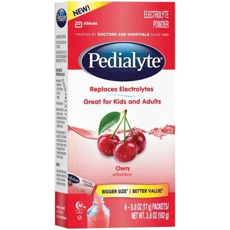 Abbott Nutrition Pedialyte Power Packs Pediatric Oral Electrolyte Solution Cherry Flavor 17 Gram Individual Packet Powder – 64595
