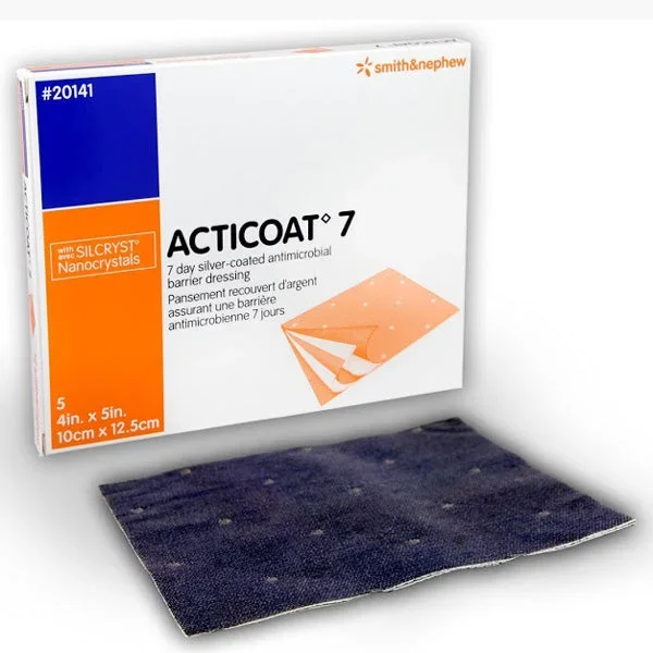 Acticoat 7 Day Antimicrobial Silver Wound Dressings 4 x 5″ by Smith & Nephew 5/Box