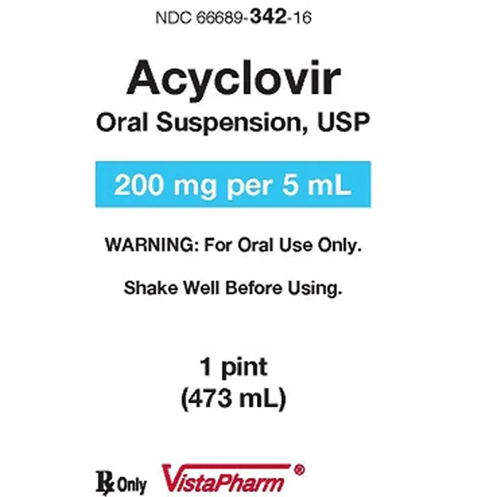 Acyclovir Oral Suspension, USP 200 mg/5 mL, 473 mL Bottle (Rx)