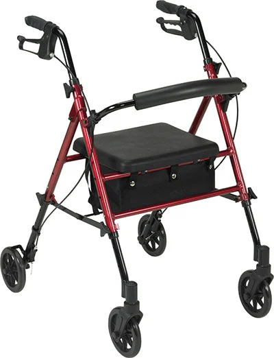 Adjustable Height Rollator, 6″ Casters, Red – 70-0584