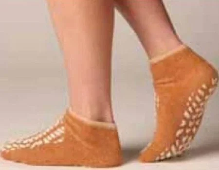 Alba Healthcare Terry Treads Fall Management Slipper Socks Large Beige Ankle High – 46012-LAR
