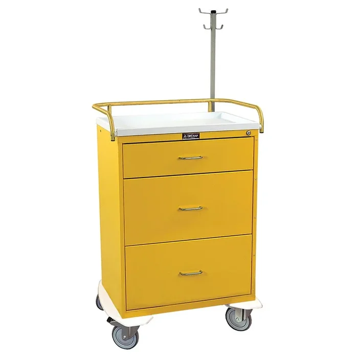 AliMed Harloff Classic Line 3-Drawer Isolation/Infection Control Cart Stainless Steel Lock System