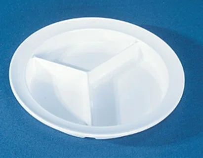 Alimed Inner Lip Partitioned Plate White Reusable Melamine 8-3/4 Inch Diameter – 8128