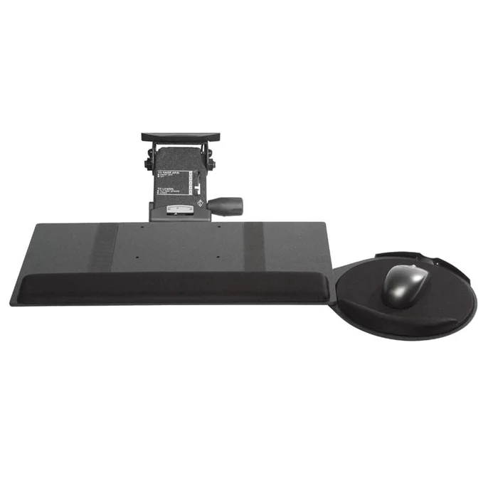 Alimed Kelly Lift-N-Lock Leverless Keyboard Tray w/Oval Mouse Platform Lift-N-Lock Leverless Keyboard Tray w/Swiveling Oval Mouse Platform – 710705