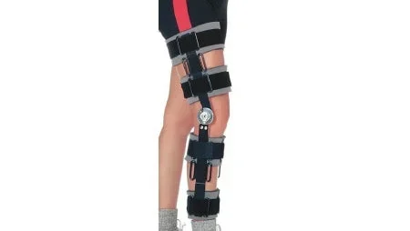 Alimed RCAI Post-Op Knee Brace Short D-Ring / Hook and Loop Strap Closure Up to 27 Inch Thigh Circumference / Up to 19 Inch Calf Circumference 16 Inch Length Left or Right Knee – 62954