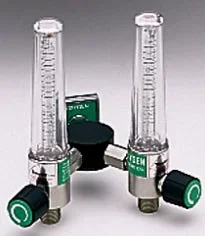 Allied Healthcare Timeter Sure Grip Oxygen Flowmeter Dual with Y Bar 0 – 15 LPM DISS Outlet Puritan Bennett Adapter – 15006-03Y