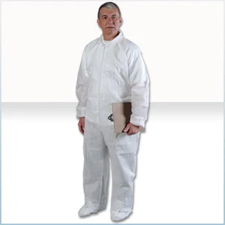 AlphaGuard Coveralls, Elastic Wrist, Ankle & Back, Serged Seams, White, 5X-Large, 25/cs