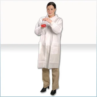 AlphaGuard Lab Coats, Tapered Collar, Knit Wrist, Blue, Large, 30/cs