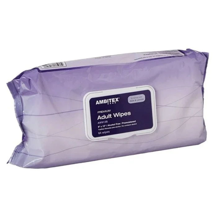 Ambitex® Adult Wipes, 9″ x 13″ White