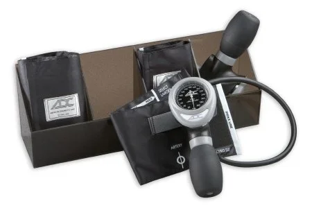 American Diagnostic Corp ADCuff Aneroid Sphygmomanometer Palm Style Hand Held 1-Tube Small Adult, Adult, Large Adult Size Arm – 705GPK-BK