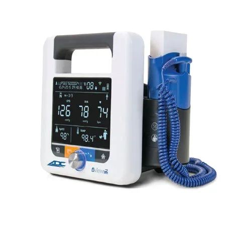 American Diagnostic Corp Adview Blood Pressure Base Unit Blood Pressure, Temperature Lithium-ion Battery, Input 100 to 240 VAC @ 1.5 A max, 50 to 60 Hz, Output +9 VDC @ 5 A – 9005BPTO