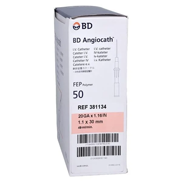 Angiocath Peripheral Venous Catheter 20 Gauge 1-3/20″ Pink