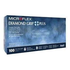 Ansell Exam Glove Diamond Grip Plus Small NonSterile Latex Standard Cuff Length Fully Textured White Not Chemo Approved, 1000 EA/CS