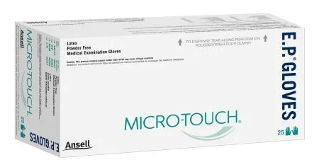 Ansell Exam Glove Micro-Touch E.P. Small NonSterile Latex Extended Cuff Length Fully Textured Ivory Chemo Tested