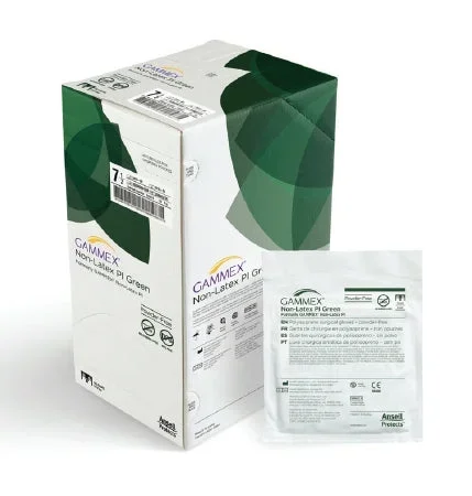 Ansell GAMMEX Non-Latex PI Green Surgical Glove Size 5.5 Sterile Polyisoprene Standard Cuff Length Smooth Light Green Chemo Tested – 20685255