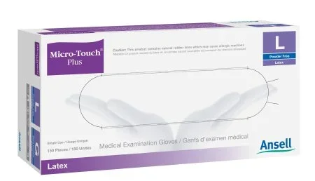 Ansell Micro-Touch Plus Exam Glove Small NonSterile Latex Standard Cuff Length Fully Textured Ivory Not Chemo Approved – 6015301