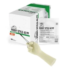 Ansell Surgical Glove ENCORE Perry Style 42 PF Size 7 Sterile Pair Latex Extended Cuff Length Smooth White Not Chemo Approved, 200 EA/CS