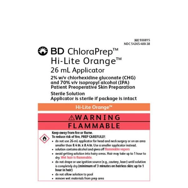 Applicator ChloraPrep CHG 2%/Isopropyl Alcohol 70% 26mL Hi-Lt Orng Tnt 25/Case