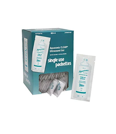 Aquasonic, Clear Ultrasound Gel, 20g packet, Case of 400 (4 each: Box of 100) – 50-5828-400