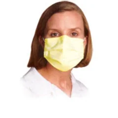 Aspen Surgical Products Procedure Mask Pleated Earloops One Size Fits Most Yellow NonSterile ASTM Level 1 Adult, 50/BX