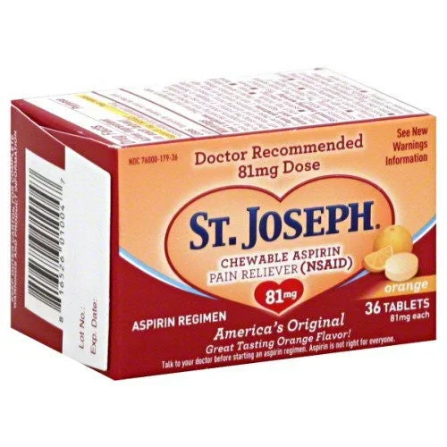 Aspirin 81 mg Low Dose Chewable Tablets by St Joseph 36 Count