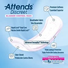 Attends Discreet® Moderate Absorbency Bladder Control Pads, 10.5, 200/CS - Image 2