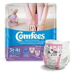 Attends Female Toddler Training Pants Comfees Pull On with Tear Away Seams Size 3T to 4T Disposable Moderate Absorbency, 138 EA/CS