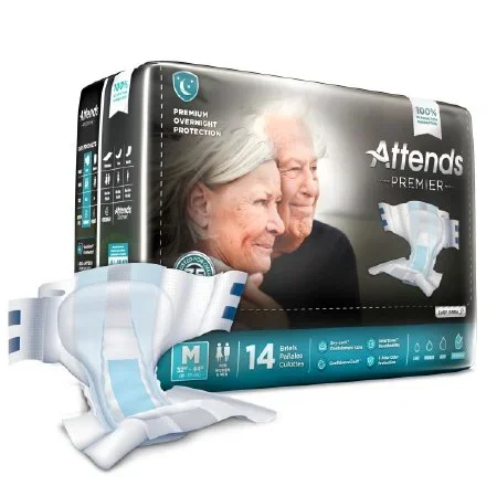 Attends Healthcare Products Attends Premier Adult Incontinent Brief Tab Closure Medium Disposable Heavy Absorbency – ALI-BR20