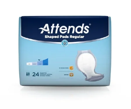 Attends Healthcare Products AttendsShaped Regular Bladder Control Pad 24-1/2 Inch Length Heavy Absorbency Triple Moisture Locking Core One Size Fits Most Unisex Disposable – SPDR