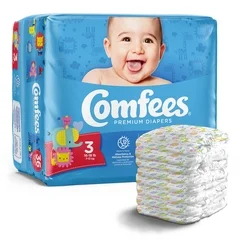 Attends Unisex Baby Diaper Comfees Size 3 Disposable Moderate Absorbency, 144/CS - Image 2