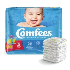 Attends Unisex Baby Diaper Comfees Size 3 Disposable Moderate Absorbency, 144/CS