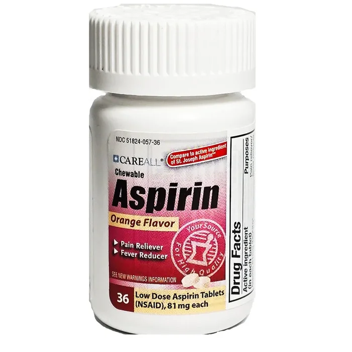 Baby Aspirin 81 mg Chewable Tablets Orange Flavor 36 Count