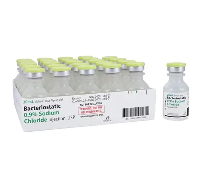 Bacteriostatic Sodium Chloride 0.9% Injection 20 mL, 25/Pk