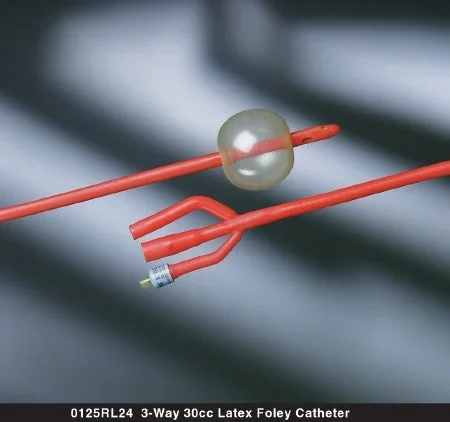 Bard Bardex Lubricath Foley Catheter 3-Way Standard Tip 30 cc Balloon 20 Fr. Red Rubber – 0125RL20