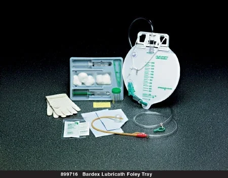 Bard Bardex Lubricath Indwelling Catheter Tray Center Entry Foley 16 Fr. 5 cc Balloon Latex – 899716